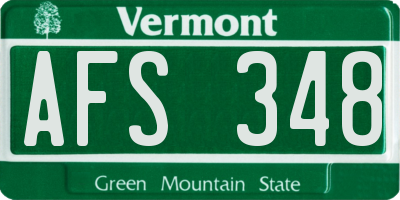 VT license plate AFS348
