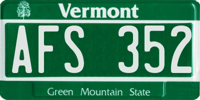 VT license plate AFS352