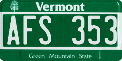 VT license plate AFS353
