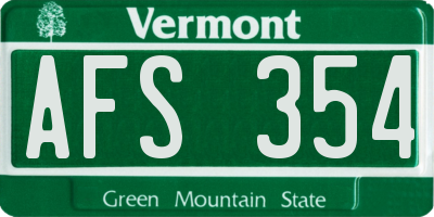 VT license plate AFS354
