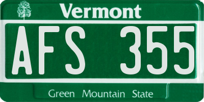 VT license plate AFS355