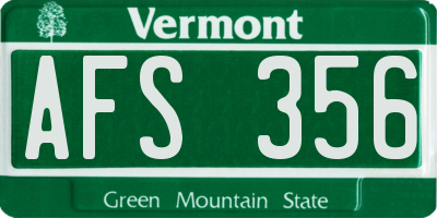 VT license plate AFS356