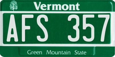 VT license plate AFS357