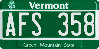 VT license plate AFS358
