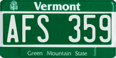VT license plate AFS359