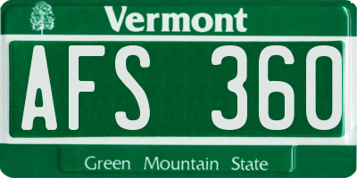 VT license plate AFS360
