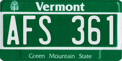 VT license plate AFS361