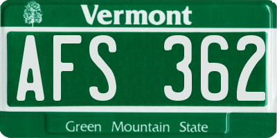 VT license plate AFS362