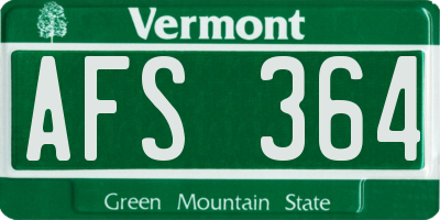 VT license plate AFS364