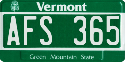 VT license plate AFS365
