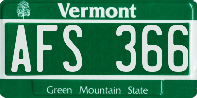 VT license plate AFS366