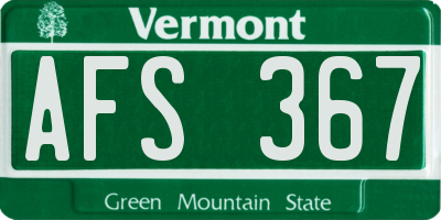 VT license plate AFS367