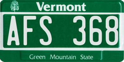 VT license plate AFS368