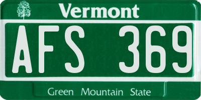 VT license plate AFS369