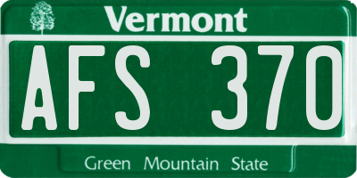 VT license plate AFS370
