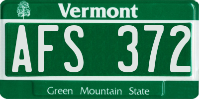 VT license plate AFS372