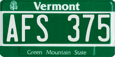 VT license plate AFS375