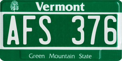 VT license plate AFS376