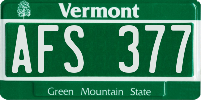 VT license plate AFS377