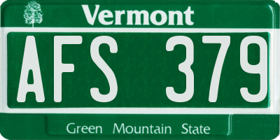 VT license plate AFS379