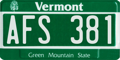 VT license plate AFS381