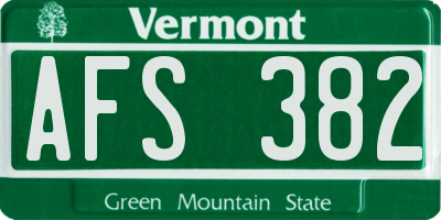 VT license plate AFS382