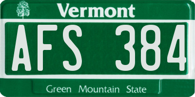 VT license plate AFS384