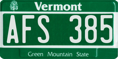 VT license plate AFS385