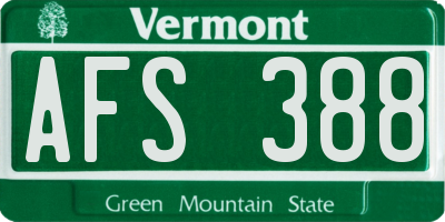 VT license plate AFS388