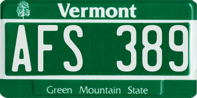 VT license plate AFS389