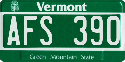 VT license plate AFS390