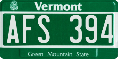 VT license plate AFS394