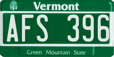 VT license plate AFS396