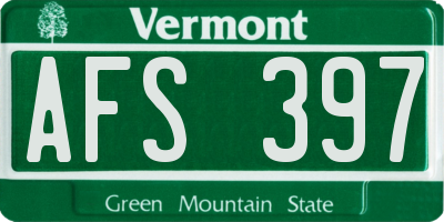 VT license plate AFS397