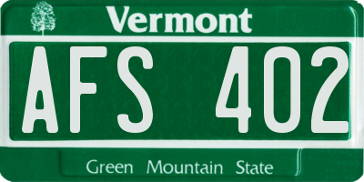VT license plate AFS402