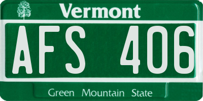 VT license plate AFS406