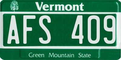 VT license plate AFS409