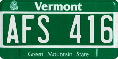 VT license plate AFS416