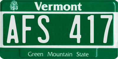 VT license plate AFS417