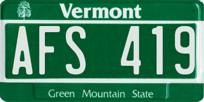 VT license plate AFS419