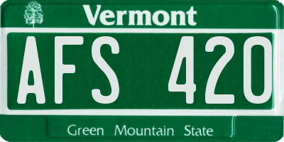 VT license plate AFS420