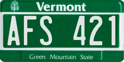 VT license plate AFS421