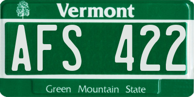 VT license plate AFS422