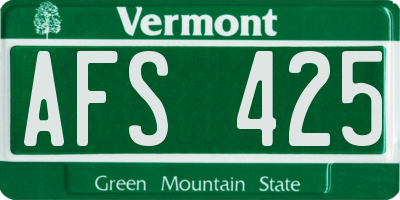 VT license plate AFS425