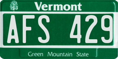 VT license plate AFS429