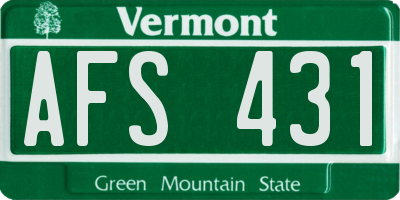VT license plate AFS431