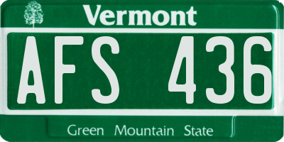 VT license plate AFS436