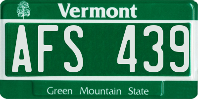 VT license plate AFS439