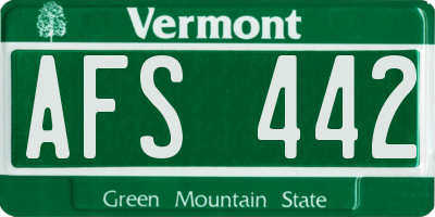 VT license plate AFS442