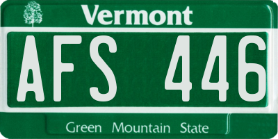 VT license plate AFS446